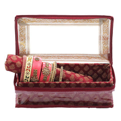Kuber Industries Brocade Hardboard 2 Pieces One Rod Bangle Box (Maroon) - CTKTC022935