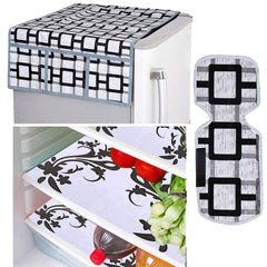Kuber Industries Birds Design Combo of PVC 3 Pieces Fridge Mats, 1 Piece Handle Cover and 1 Piece Fridge Top Cover (Grey) - CTKTC22407