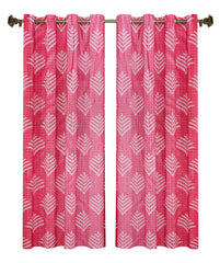 Kuber Industries Leaf Printed Home Décor Door Curtain with 8 Eyelet, 7 Feet- Pack of 2 (Pink)-HS43KUBMART25588, Standard