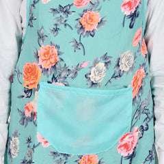 Heart Home Flower Printed Apron with 1 Front Pocket- Pack of 3 (Green)-50HH0715