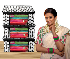 Kuber Industries Saree Covers With Zip|Saree Covers For Storage|Saree Packing Covers For Wedding|Pack of 8 (Black & White)