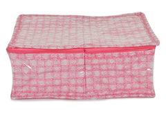 Kuber Industries Check Design Laminated PVC 2 Compartment Undergarments Organizer Bag- Pack of 2 (Pink)-HS_38_KUBMART21271