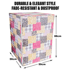 Heart Home Washing Machine Cover | Black Small Flower Print Washing Machine Cover | PVC Front Load Washing Machine Cover | Multi