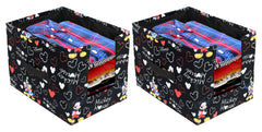 Kuber Industries Disney Mickey Print Non-Woven 2 Pieces Shirt Stacker Closet Organizer - Shirts and Clothing Organizer With Handle (Black)-KUBMART16070