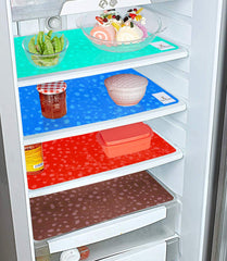 Kuber Industries Diamond Design 4 Pieces PVC Refrigerator/Fridge Multipurpose Drawer Mat Set(Brown, Blue, Green & Red) - CTKTC032413