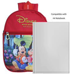Kuber Industries Polyester Waterproof Disney Mickey & Minnie Mouse Print Backpack|Sturdy School Bag for Kids (Red)