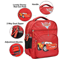 Kuber Industries Polyester Disney Red Car Printed Waterproof Backpack|Sturdy School Bag For Kids,14 Inch (Red)