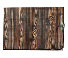 Kuber Industries PVC Wooden Print Both Sided Bed Server Food Mat, Bedsheet Protector For Home 36"x36" (Dark Brown) 54KM4342