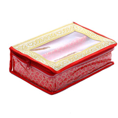 Kuber Industries Brocade Hardboard Two Rod Bangle Box (Red) - CTKTC022885