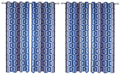 Kuber Industries Geometric Design 4 Pieces Polyester Eyelet Door Curtain 7 Feet (Blue)-CTKTC30187