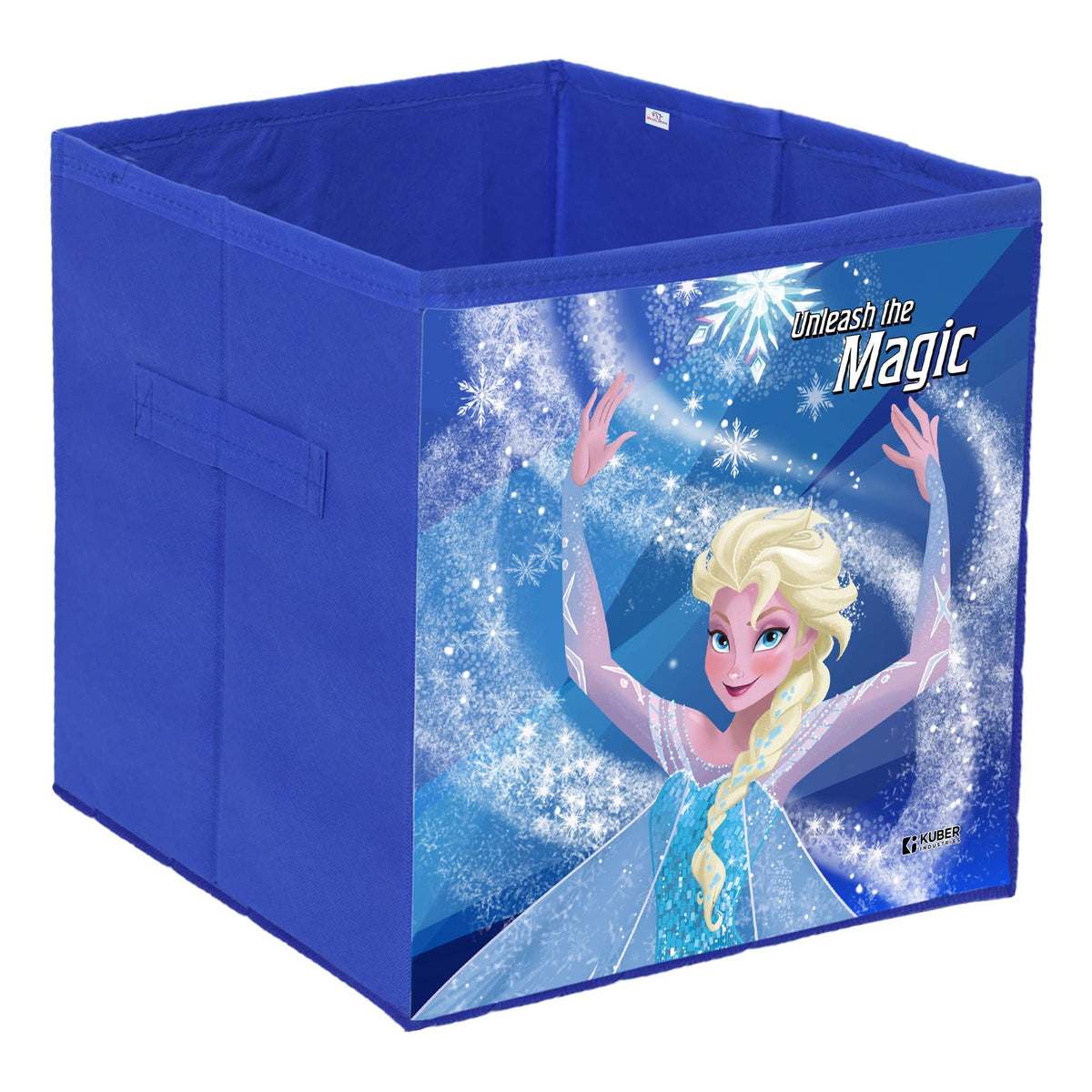Heart Home Disney Frozen Print Foldable Storage Box|Clothes Organizer|Collapsible Storage Basket With Handle For Toys,Books,30 Ltr.(Blue)