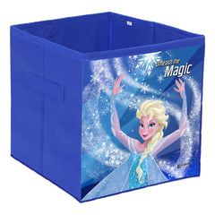 Heart Home Disney Frozen Print Foldable Storage Box|Clothes Organizer|Collapsible Storage Basket With Handle For Toys,Books,30 Ltr.(Blue)