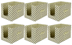 Kuber Industries Dot Printed Multiuses Non-Woven Closet Organizer With Handles- Pack of 6 (Cream & Black) -HS43KUBMART26565