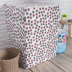 Heart Home Washing Machine Cover | Multi Dot Print Washing Machine Cover | PVC Top Load Fully-Automatic Washing Machine Cover | Cream