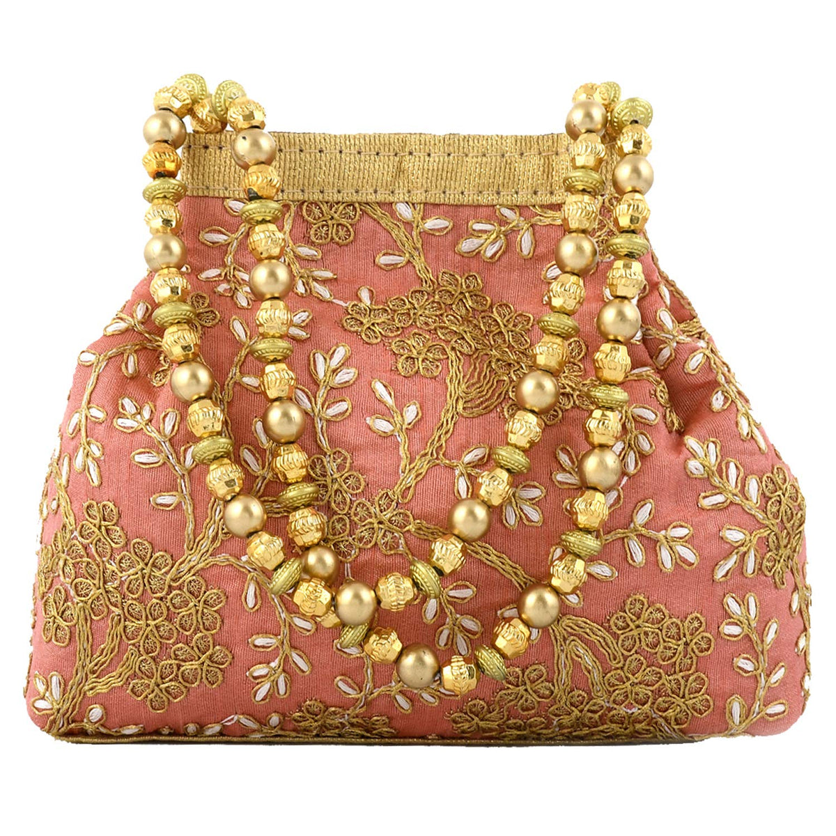 Kuber Industries Polyester Embroidered Potli Batwa Pouch Bag for Women (Peach)