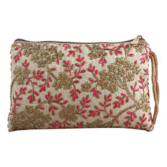 Kuber Industries Floral Design 2 Pieces Polyester Handcrafted Embroidered Women Handbag (CTKTC4407),Multicolour,Standard