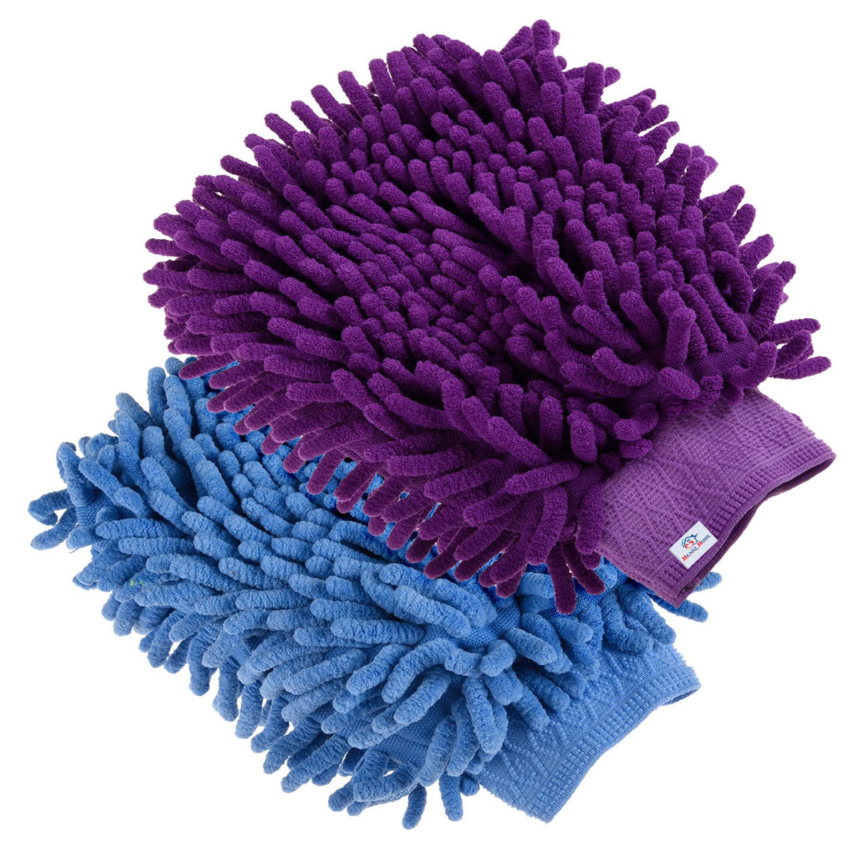 Heart Home Chenille Mitts|Microfiber Cleaning Gloves|Inside Waterproof Cloth Gloves|100 Gram Weighted Hand Duster|Chenille Gloves for Car|Glass|Pack of 2 (Purple & Blue)