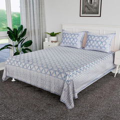 Heart Home Double Bedsheet | Premium Cotton Bedsheet with 2 Pillow Covers | Bedsheet for Bedroom | Bedsheet for Double Bed | Triangle Border Heritage | 90x108 Inch | Gray