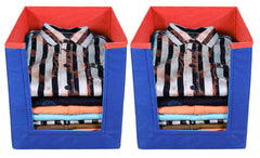 Kuber Industries 2 Pieces Non Woven Shirt Stacker/Shirt Organizer Wardrobe Organizer (Blue & Red)-KUBMART11326