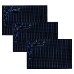 Kuber Industries Door Mat | Mud Trapper Mat | Welcome Dust Mat | Floor mat | Door Mat for Home Entrance | Bathroom Mat | Entry Way Doormat | Pack of 3 | Black & Blue