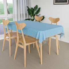 Kuber Industries Dining Table Cover | Kitchen Dining Tablecloth | 4 Seater Center Table Cover | Dining Table Cover for Hall Décor | Barik Check Kitchen Tablecloth | 45x70 | Blue