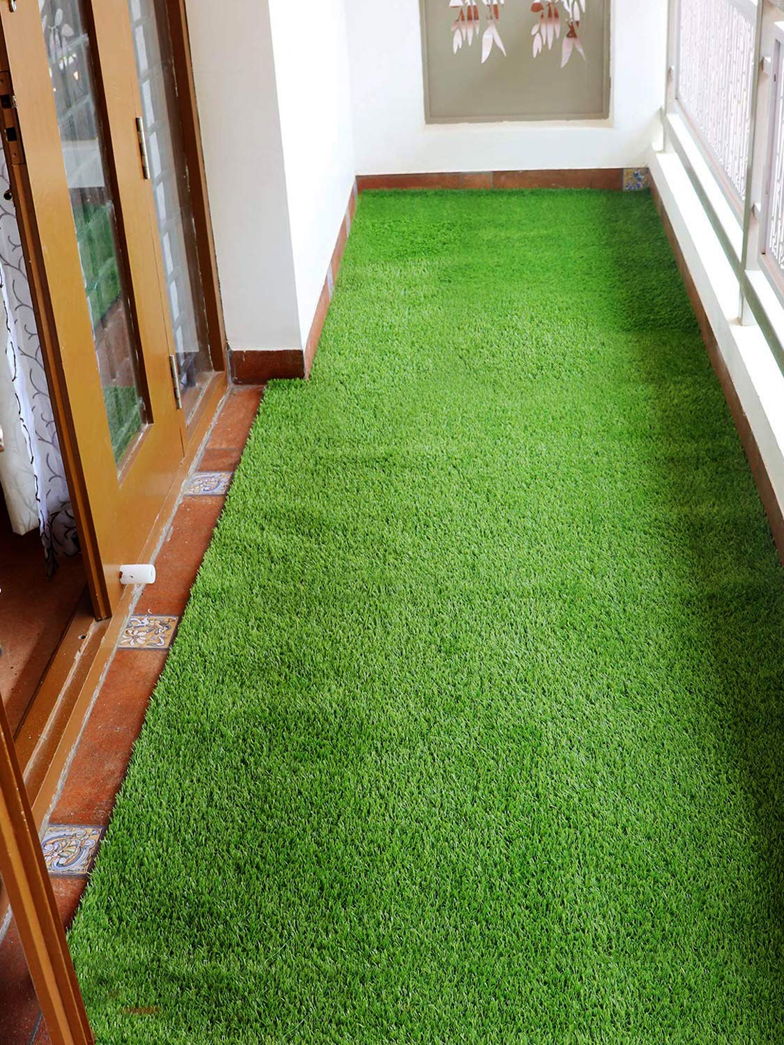 Kuber Industries High Density Artificial Grass Carpet Mat for Balcony, Lawn, Door(6.5 X 3 Feet), Green-KUBMART02939