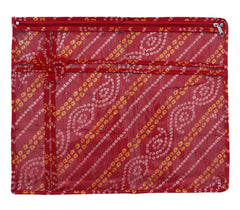 Kuber Industries Bandhani Print PVC Foldable Single Saree Cover|Clothes Storage For Saree, Lehenga, Suit With Transparent Pack of 3 (Red)