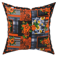 Heart Home Cushion Cover|Sofa Cushion Covers|Floral Print Sitting Cushion Cover|Cotton Cushion Filler|16x16 Inch|Set of 5 (Orange)