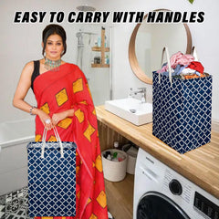 Heart Home Laundry Basket | Laundry Basket | Canvas Storage Bag with Handles | Clothes Basket for Home | Toy Storage Basket | 75 LTR | Large | Pack of 2 | Multicolor