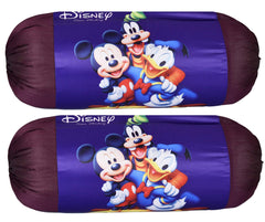 Kuber Industries Disney Team Mickey Print Silk Special Long Crush Bolster Cover- Set of 2, Royal Blue-KUBMART0140