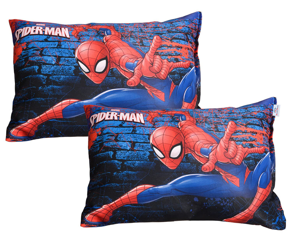 Heart Home Marvel Spiderman Print Baby Pillow|Polyester Super Soft Kids Pillow for Sleeping & Travel,12 x 18 Inch,Pack of 2 (Navy Blue)