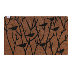 Heart Home Door Mat|Polyethylene Durable & Anti-Slip Natural Birds Print Floor Mat|Rug for Indoor or Outdoor, 30x20 Inch (Brown)