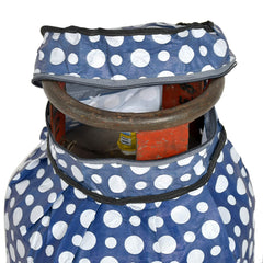 Kuber Industries Dot Printed PVC Lpg Gas Cylinder Cover- Pack of 2 (Blue & White)-HS43KUBMART25623, Standard