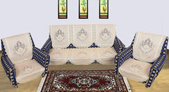 Kuber Industries Floral Design Cotton 6 Pieces 5 Seater Sofa Cover Set (Cream, Standard)- CTKTC032977