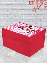 Kuber Industries Disney Minnie Print Foldable Storage Box|Clothes Storage Basket With Handle & Lid For Toys 45 Ltr.,Pack of 2 (Pink)
