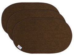 Heart Home Microfiber Durable Heavy Duty Easy Clean, Waterproof, Low-Profile Oval Door Mat for Indoor Outdoor Entry, Patio, Garage (Standard, 14'' x 23'', Brown, Set of 3)-HEART12095