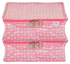 Heart Home Check Design Laminated PVC 2 Compartment Undergarments Organizer Bag- Pack of 2 (Pink)-HS_38_HEARTH21271