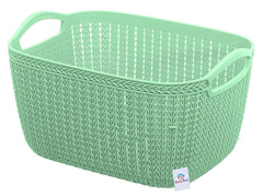 Heart Home Q-5 Unbreakable Plastic 5 Pieces Multipurpose Medium Size Flexible Storage Baskets/Fruit Vegetable Bathroom Stationary Home Basket with Handles (Light Green)-HEART10486