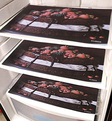 Kuber Industries Cake Design 3 Pieces PVC Refrigerator/Fridge Multipurpose Drawer Mat Set(Brown)-CTKTC032672