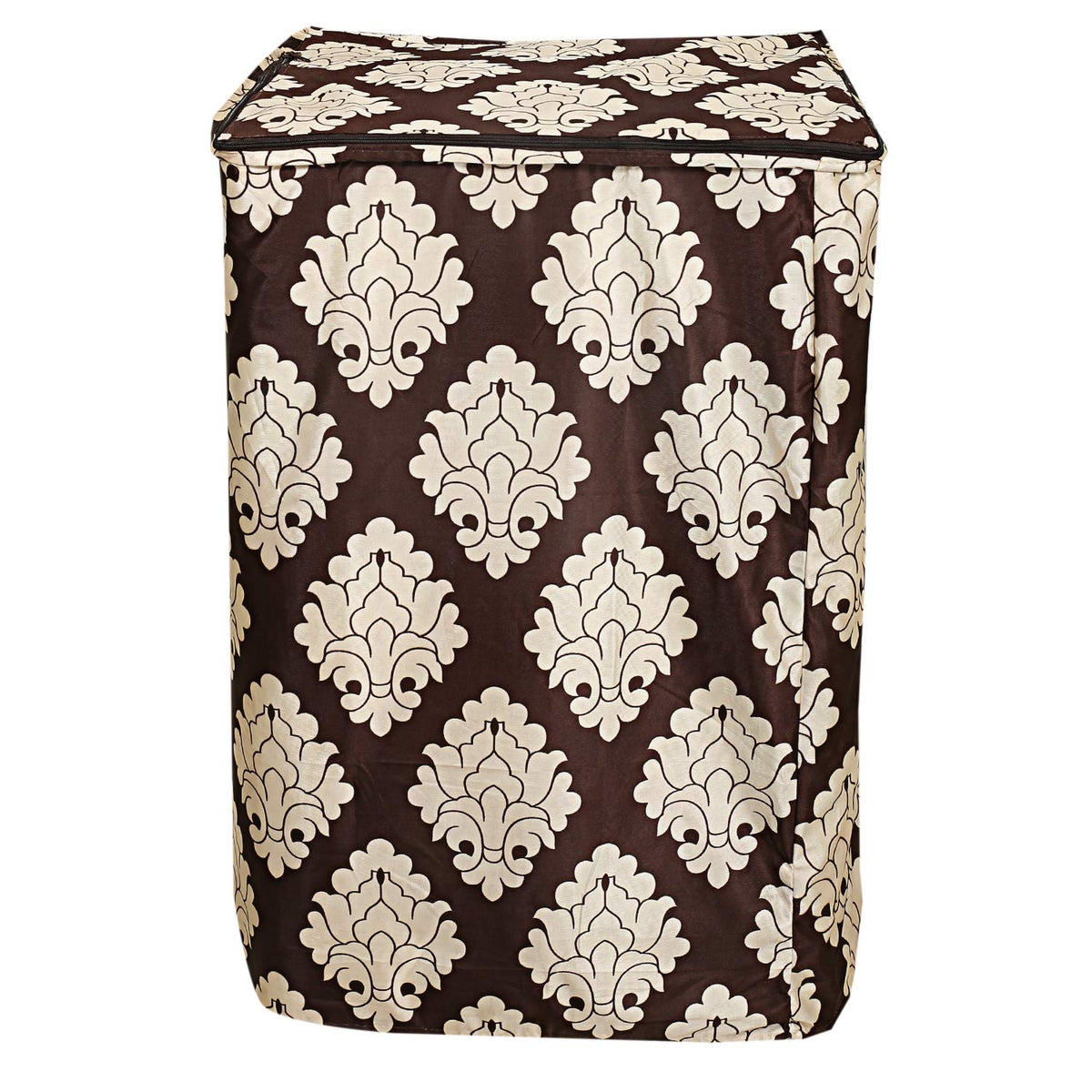 Kuber Industries Floral Design Cotton Top Load Fully Automatic Washing Machine Cover - Brown, Standard (CTKTC01094)