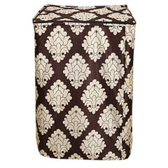 Kuber Industries Floral Design Cotton Top Load Fully Automatic Washing Machine Cover - Brown, Standard (CTKTC01094)