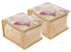 Heart Home Flower Design Laminated PVC Jewelry Organiser Jewelry Storage Bags for Necklace, Earrings, Rings, Bracelet With 10 Transparent Pouches- Pack of 2 (Gold)-HS43HEARTH25846