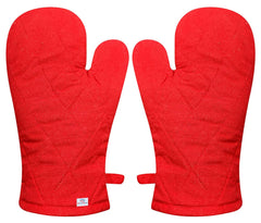 Heart Home Cotton Microwave Oven Gloves, Set of 4 (Red)-HS43HEARTH26087