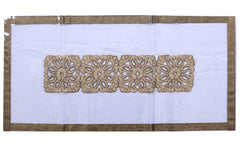 Heart Home Laminated Patch Floral Design PVC Transparent Luxurious Table Runner 40 x 80 Cm (Gold) - CTHH7494