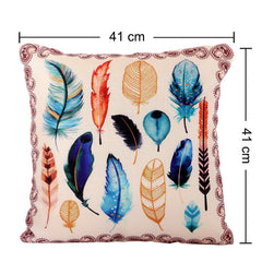 Heart Home Cushion Cover|Sofa Cushion Covers|Feather Print Sitting Cushion Cover|Polyester Cushion Filler|16x16 Inch|Set of 5 (White)