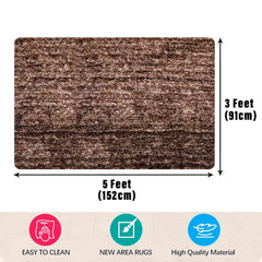 Heart Home Carpet | Shaggy Carpet for Living Room | Fluffy Carpet for Bedroom | Lexus Home Decor Carpet | Floor Carpet Rug | Non-Slip Bedside Rug | 3x5 Feet | Brown
