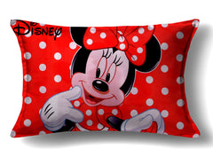Kuber Industries Disney Team Minnie Mickey Print Silk Special Long Crush Pillow Cover- Set of 3, Royal Blue & Red & Black-KUBMART198, Standard