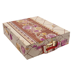 Kuber Industries Multipurpose Wooden Floral Design 5 Rod Bangle Box/Organizer/Case With Mirror & Number Lock System - Pack of 2 (Gold)-47KM0663