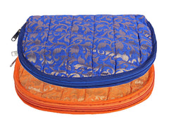 Kuber Industries Cotton Embossed Floral Design Jewellery Kit (Orange and Blue, Standard, CTKTC05339) - 2 Piece