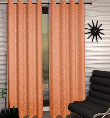 Kuber Industries Cotton 2 Pieces 7 Feet Eyelet Door Curtain (Peach)-CTKTC028597